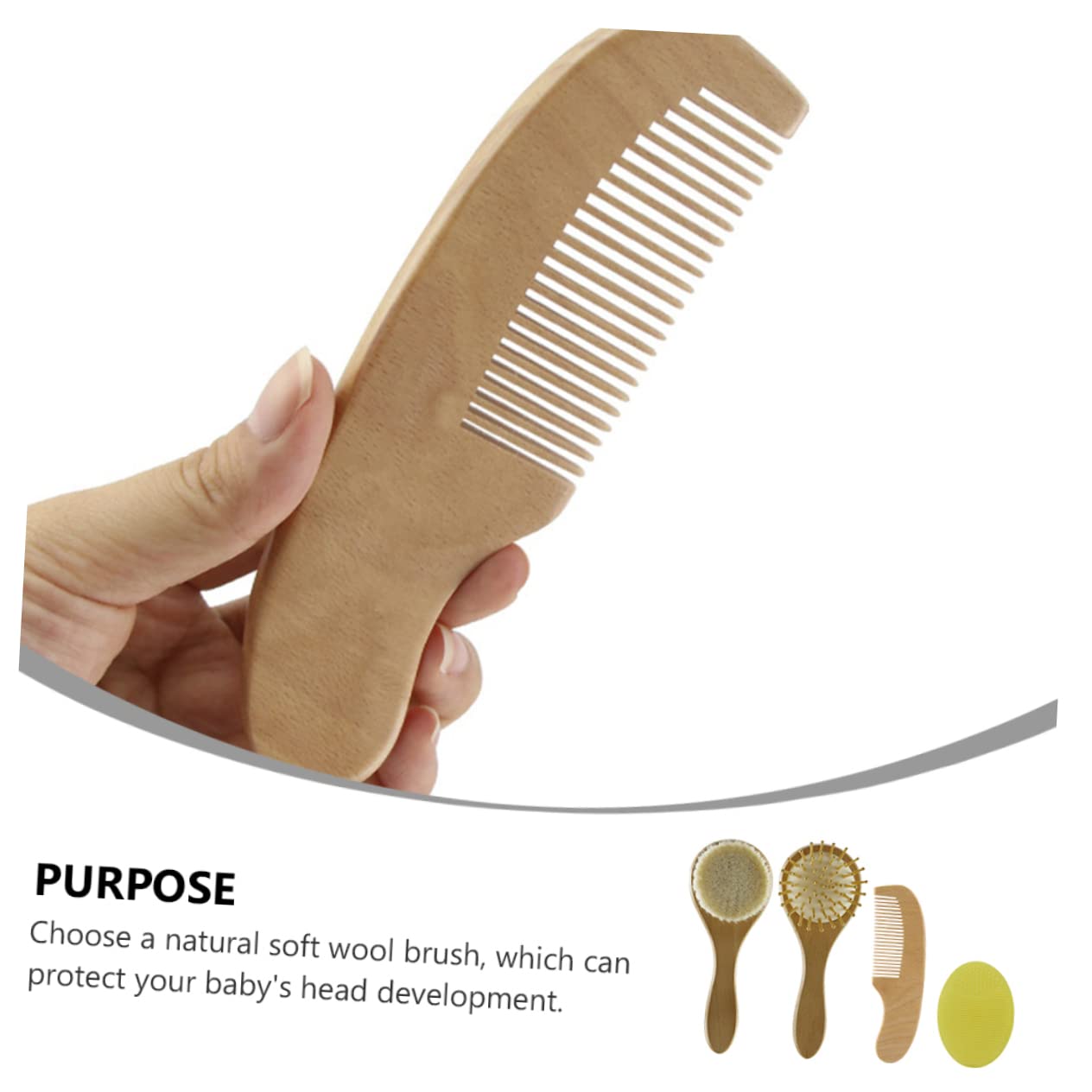 INUUXLG 1set Wooden Handle Wool Brush Comb Set Shower Bath Accessory Newborn Care Kit Beauty and Personal Care INUUXLG