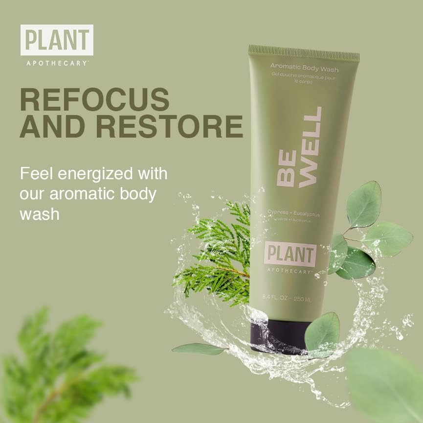 plant apothecary Be Well Sulfate Free Body Wash for Men and Women - Moisturizing Shower Gel with Essential Oils, and Vitamin E, Vitamin B5-8.4 fl oz Beauty & Personal Care plant apothecary
