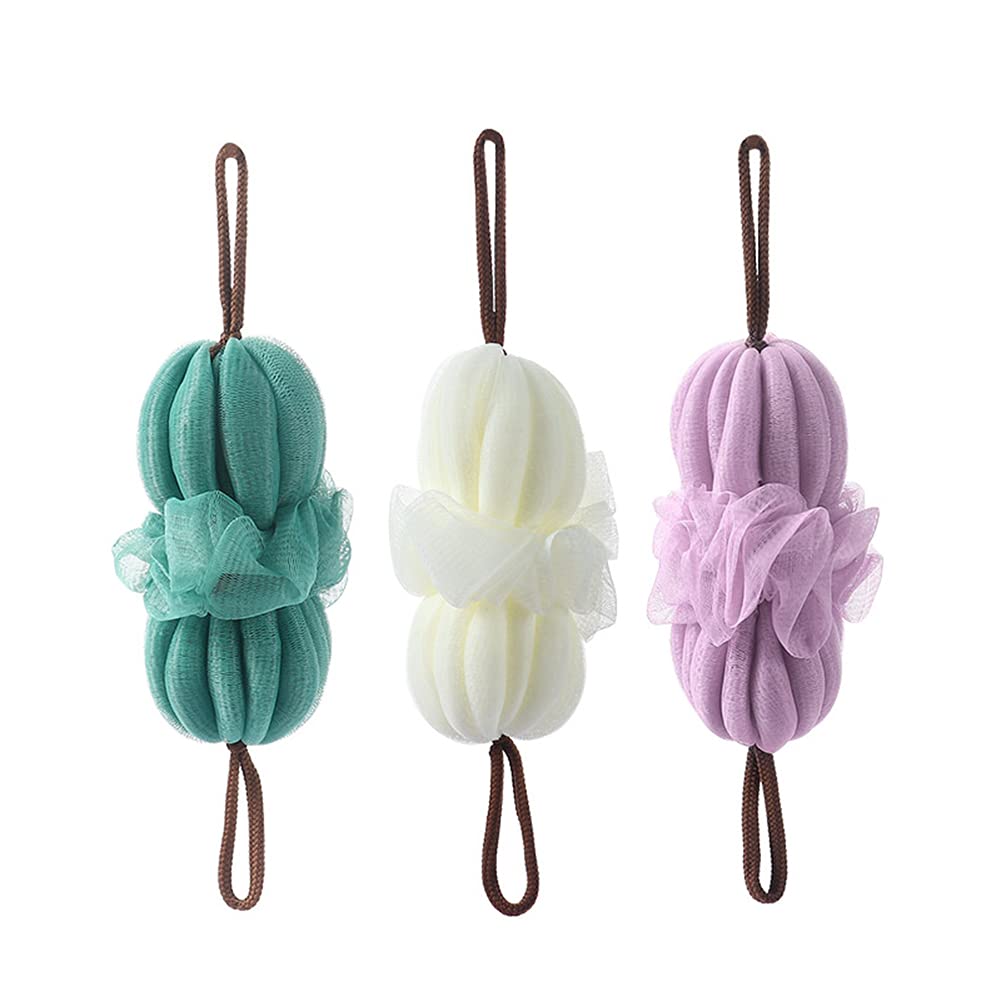 Long Bath Loofah Shower Sponge Mesh Pouf Stretchable Shower Ball Bath Body Back Brush Exfoliating Body Scrubber Mesh Pouf for Men and Women Pack of 3 Beauty and Personal Care N\A