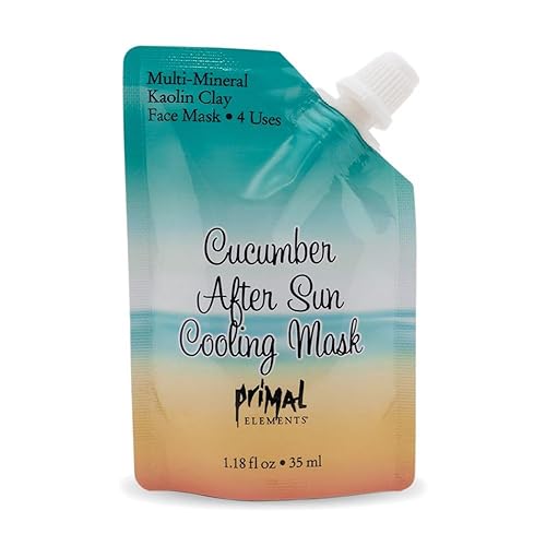 Primal Elements Face Mask, Clay Mud Facial Treatment, Multi-Use Package, 1.18 oz - Cucumber After Sun Beauty & Personal Care Primal Elements
