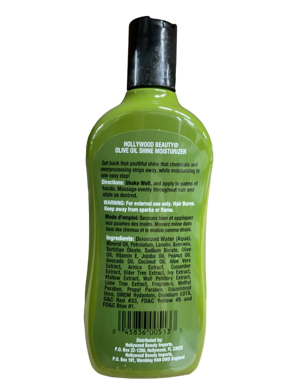HOLLYWOOD BEAUTY Olive Oil Shine Moisturizer Shine and Moisturizer in One Step 12oz/355ml Beauty & Personal Care Hollywood Beauty