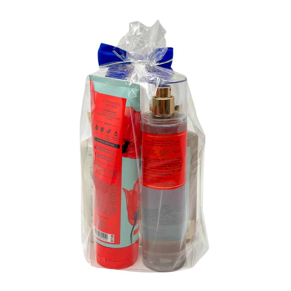 Bath & Body Works POPPY 4-Piece Deluxe Gift Set with a Blue Bow for Holidays & Gifts - Body Lotion, Shower Gel, Body Cream and Fine Fragrance Mist Beauty and Personal Care Bath & Body Works