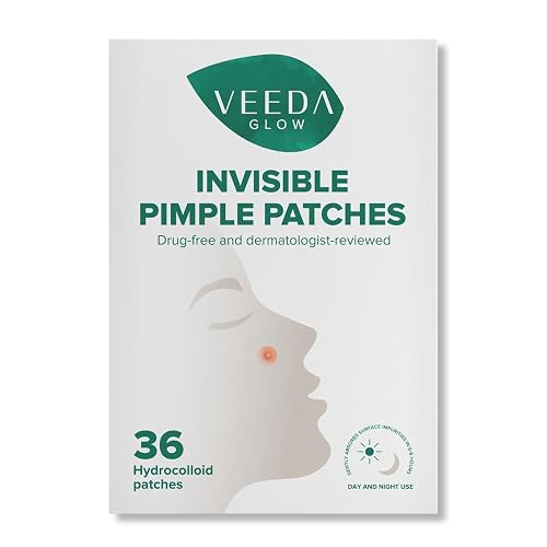 Veeda Glow Pimple Patches - Hydrocolloid Acne Stickers for Fast Healing, Invisible & Non-Irritating Zit Covers, Blemish Spot Treatment, 36 Count Beauty & Personal Care Veeda