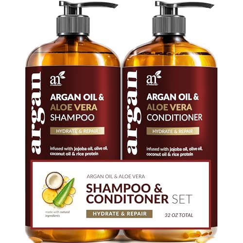 Argan Oil Shampoo and Conditioner Set - Sulfate-Free Formula with Nourishing Moroccan Oil and Keratin -for All Hair, Curly or Straight - Hydrate Beauty & Personal Care Artnaturals