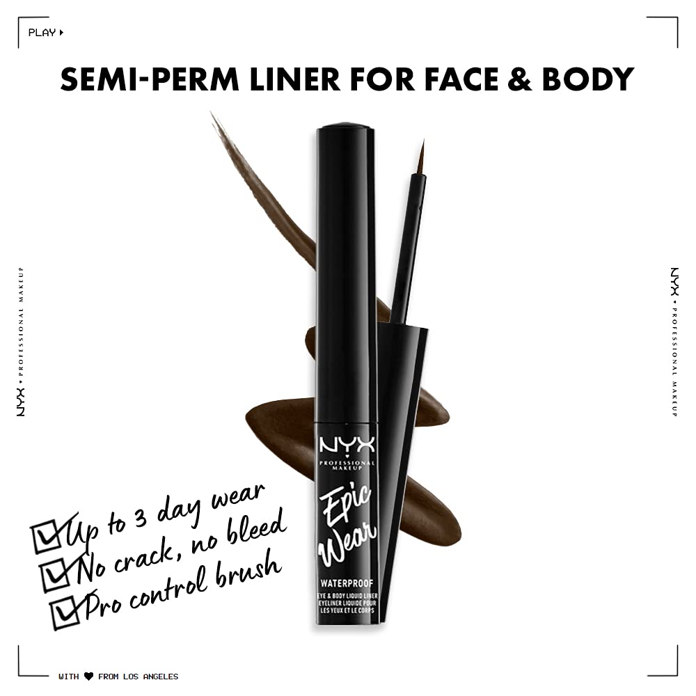 NYX PROFESSIONAL MAKEUP Epic Wear Liquid Liner, Long-Lasting Waterproof Eyeliner - Brown Beauty & Personal Care NYX PROFESSIONAL MAKEUP