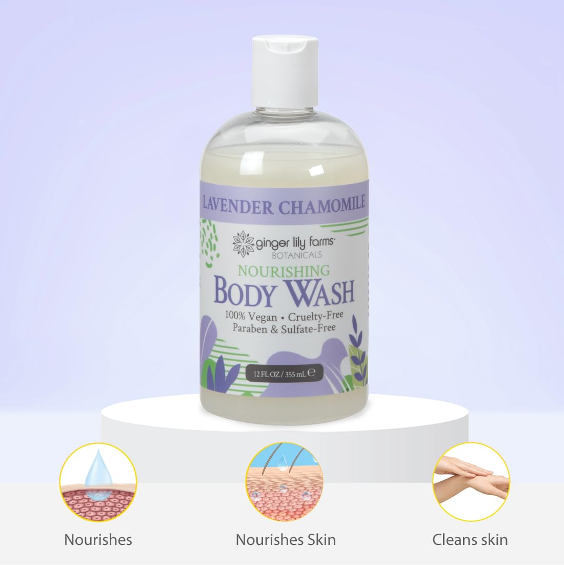 Ginger Lily Farms Botanicals Nourishing Body Wash, 100% Vegan & Cruelty-Free, Lavender Chamomile Scent, 12 Fl Oz Beauty & Personal Care Ginger Lily Farms