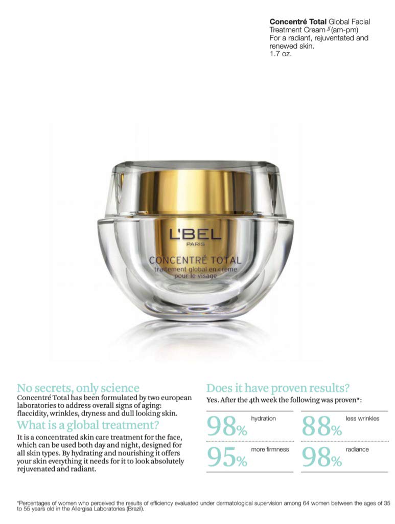 L'Bel Concentre Total Global Facial Concentrated Cream 1.7oz and Yeux Eye Global Concentrated Gel Cream 0.52 oz. Beauty & Personal Care L'Bel