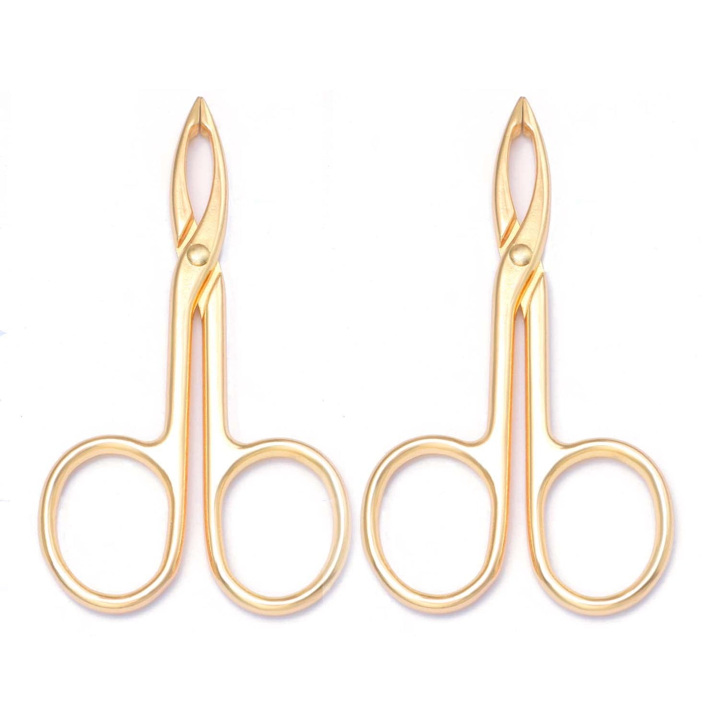Motanar 2 Pieces Tweezers Scissor Handle Straight Tip Scissor Shaped Eyebrows Tweezers for Hair Plucker Remover Facial Hair Eyebrows Care (Golden) Beauty & Personal Care Motanar