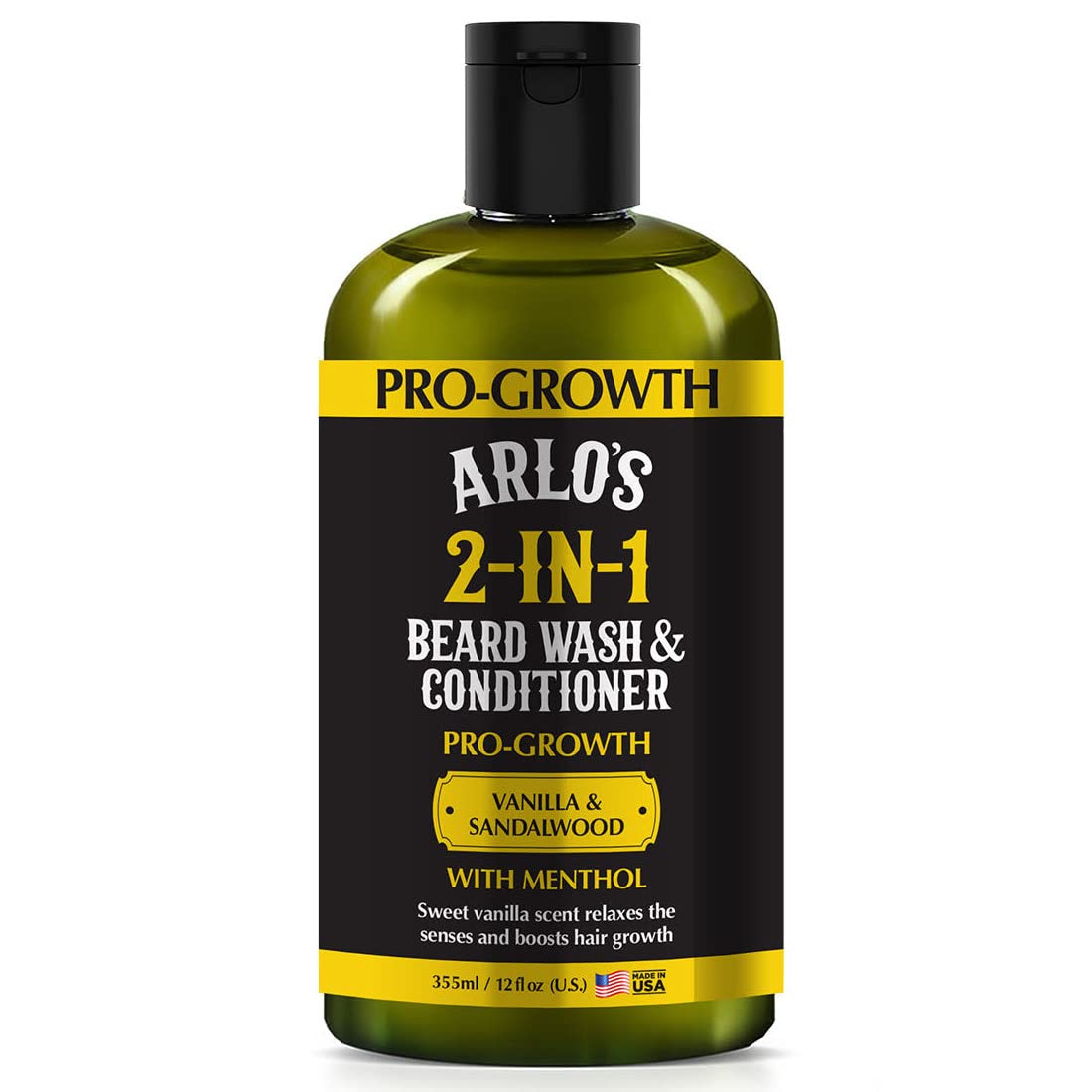 Arlo's Pro-Growth 2-in-1 Beard Wash and Conditioner - Vanilla Sandalwood with Menthol 12 oz Beauty and Personal Care Arlo's