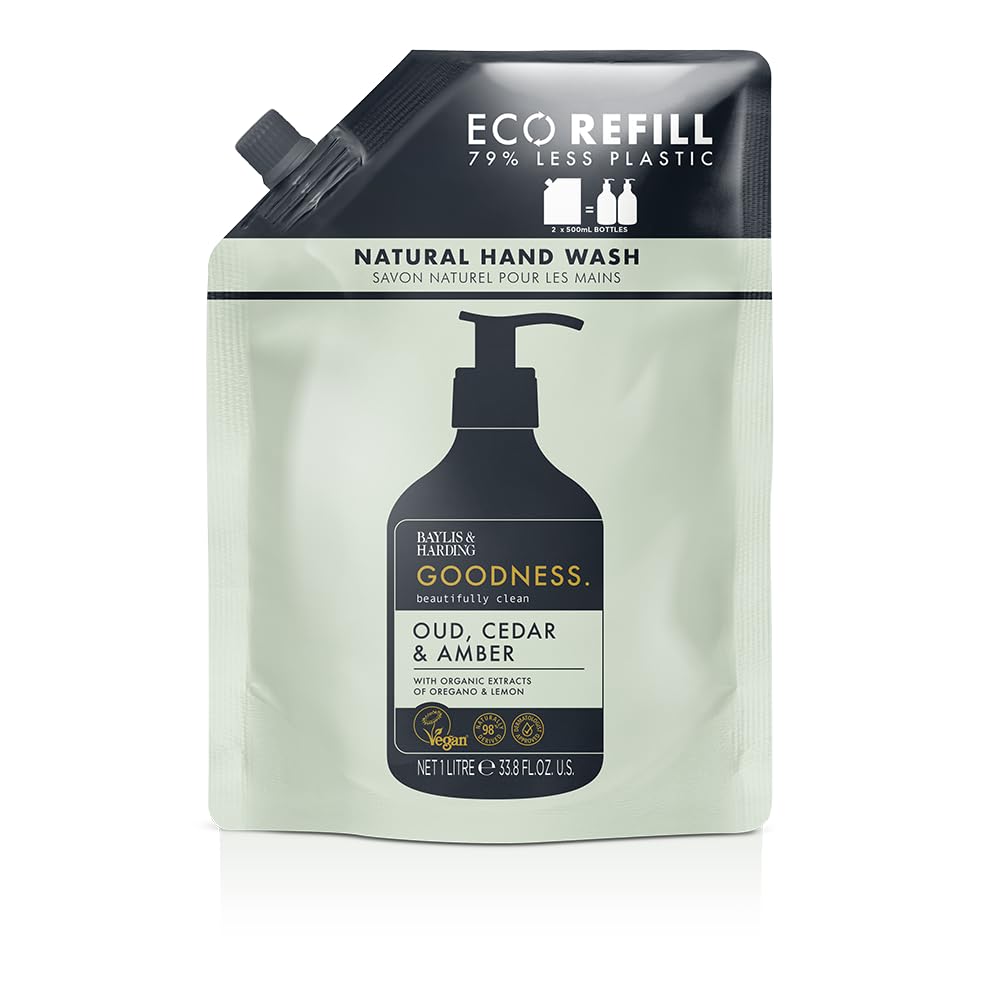 Baylis & Harding Liquid Hand Soap Refills, Goodness, Oud Cedar & Amber, 1 Liter Beauty & Personal Care Baylis & Harding