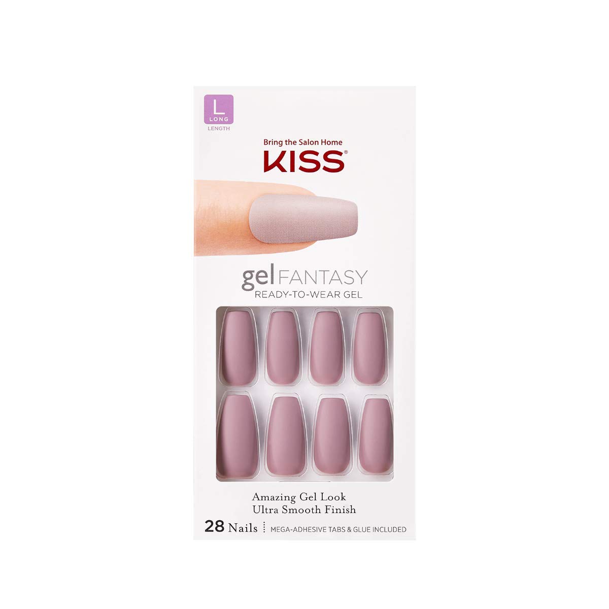 KISS Gel Fantasy Ready-to-Wear Press-On Gel Nails, “Stick Together”, Long, Dark Pink, Nail Kit with 24 Mega Adhesive Tabs, Pink Gel Glue, Manicure Beauty & Personal Care KISS