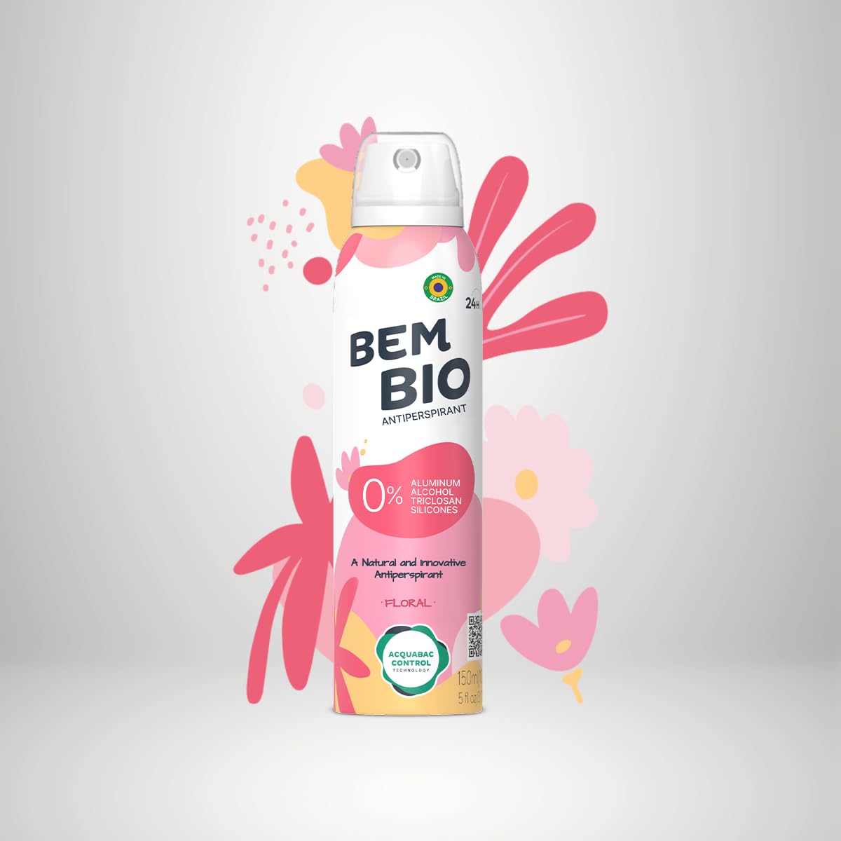 Bem Bio Floral Biotranspirant Deodorant Natural, Aluminum-Free, Vegan, 24-Hour Protection, 150ml (5.07 fl oz) Beauty and Personal Care BEM BIO