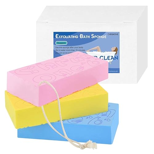 CHRUNONE 3 pcs Exfoliating Bath Sponge, Bath Sponge for Shower, Dead Skin Sponge Remover for Body Beauty & Personal Care CHRUNONE