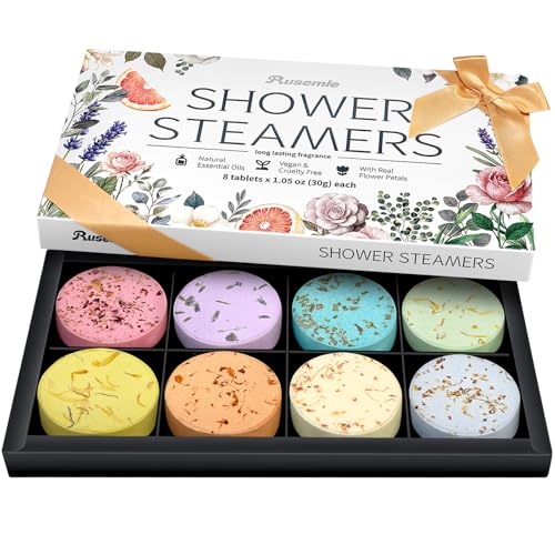 Shower Steamers Aromatherapy Birthday Gifts for Women - 8 Pack Shower Bombs with Natural Essential Oils, Self Care Relaxation Home Spa Gifts for Mom Beauty and Personal Care RUSEMLE