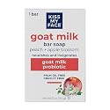 Kiss My Face Goat Milk Bar Soap - Peach + Apple Blossom - Probiotic Goat Milk Soap Bar - Cruelty Free and Palm Oil Free (Peach + Apple Blossom, Pack Beauty & Personal Care Kiss My Face