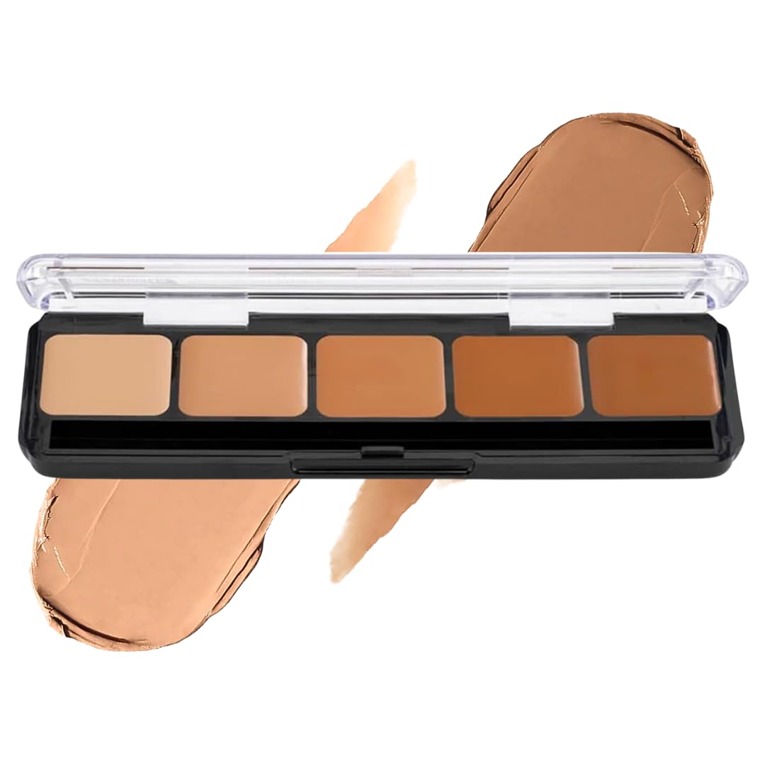 Graftobian HD Glamour Crème Foundation Palette (Warm #2) - High Definition 5 Color Makeup Palette, Cream Based Foundation Concealer and Contour