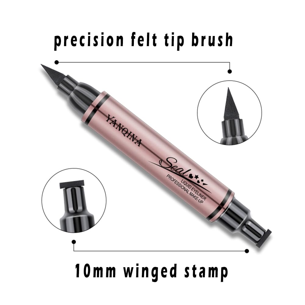 Jumbo Dual Ended Eyeliner, High-Capacity Liquid Black Winged Cat Eye Stamp & Liner Pen, Waterproof Makeup Tool for Women Beauty & Personal Care Linble