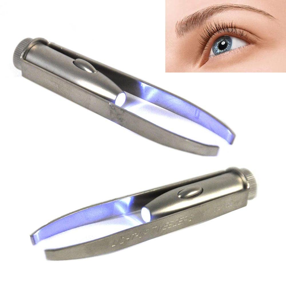 1st Choice 3 Stainless Steel Make Up LED Light Eyelash Eyebrow Hair Removal Lighted Tweezer Beauty and Personal Care 1st Choice