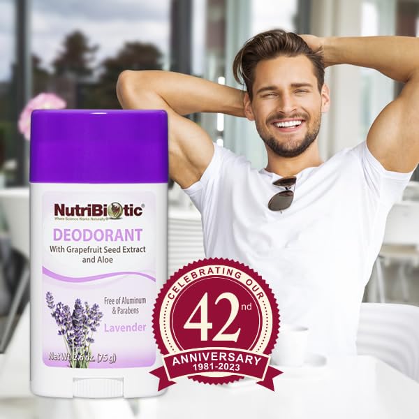 NutriBiotic Deodorant, Lavender, 2.6 Oz Stick - with Witch Hazel, Grapefruit Seed Extract, Aloe & Lavender Oil - Vegan & Free of Aluminum, Paraben Beauty and Personal Care NutriBiotic