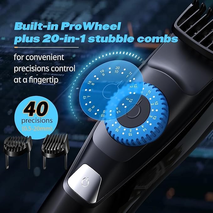 Voukad Beard Trimmer for Men with 3 Attachments, 40 Adjustable Precisions, Waterproof, 240 Min Runtime - for Mustache, Face, Head, Neck, Beard Hair Beauty and Personal Care Voukad