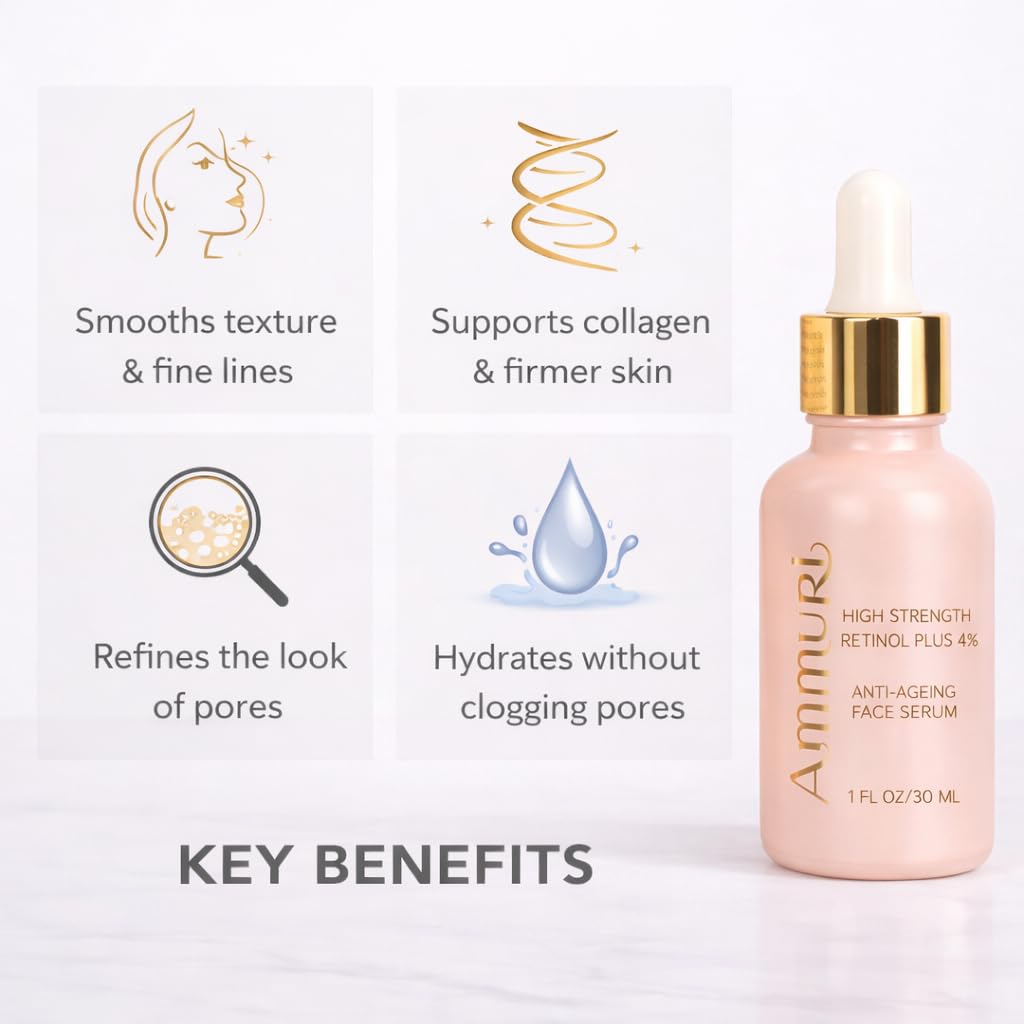 Ammuri (4% Retinol) Retinol Serum High Strength For Face? Anti Aging Formula? Face Serum For Women & Men? Best For Skin care, Face Care, Acne Beauty & Personal Care Ammuri