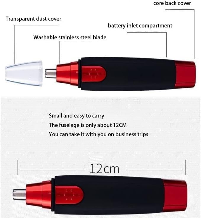 QERMXYRI Ear and Nose Hair Trimmer with - Electric Eyebrow Trimmer and Facial Hair Removal Transparent Dust Cover & Washable Stainless Steel Blade Beauty and Personal Care QERMXYRI