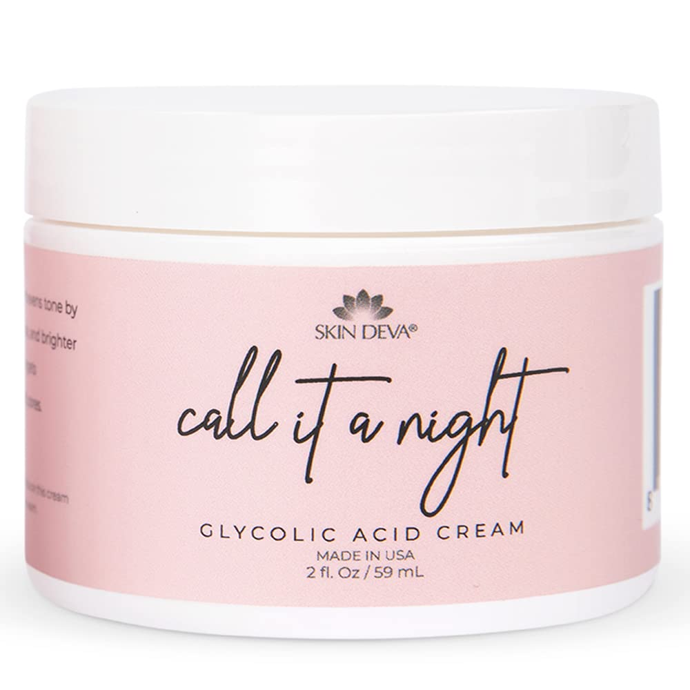 Skin Deva Glycolic Acid Cream Exfoliates Skin During Sleep - Brightens, Corrects Dark Spots & Shadows, Evens Skin Tone, Reduces Pores. Natural Beauty & Personal Care SKIN DEVA