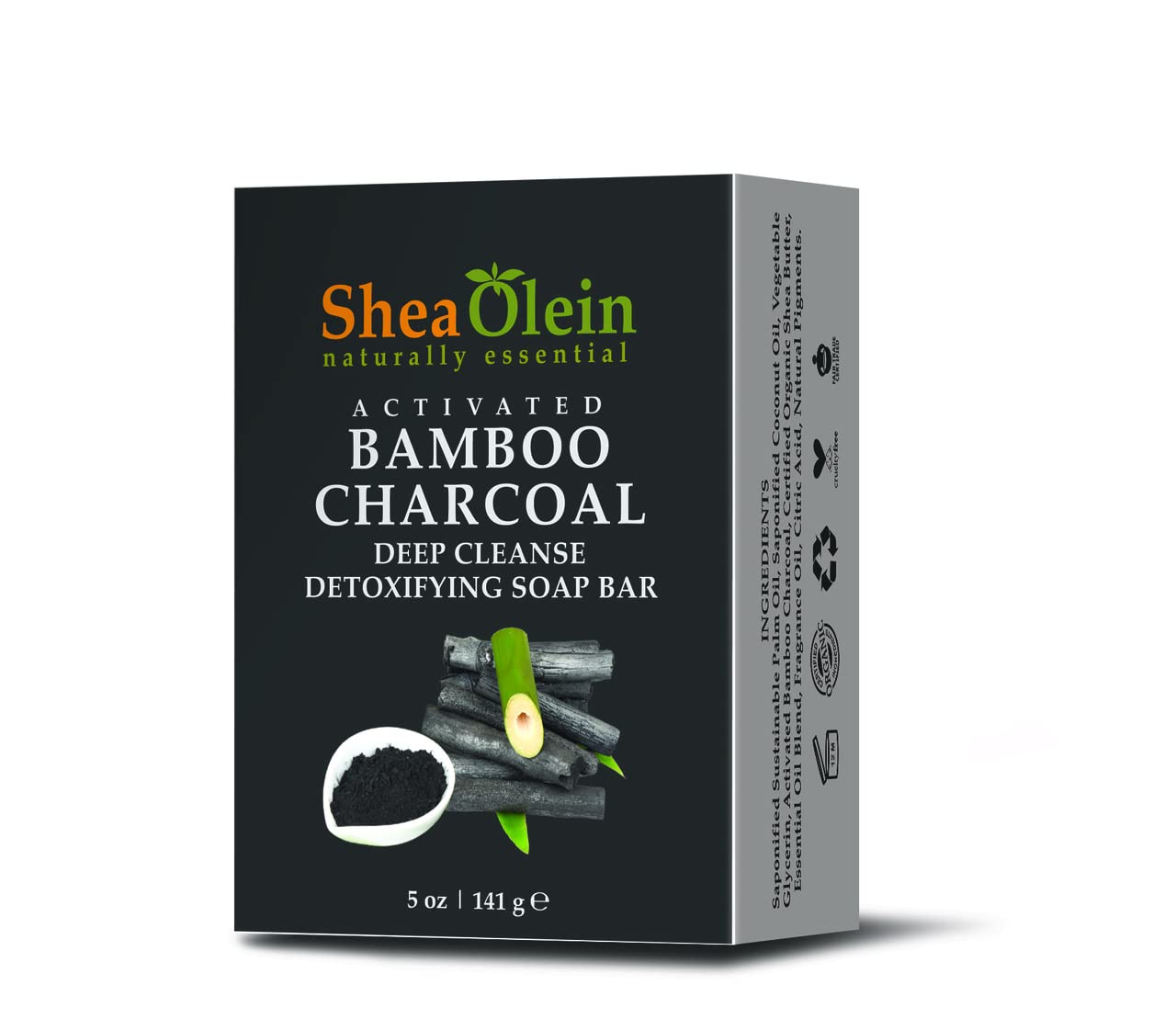 SheaOlein- ACTIVATED BAMBOO CHARCOAL DEEP CLEANSE DETOXIFYING SOAP BAR 5 oz. (6 Bars) Beauty & Personal Care SheaOlein Naturally Essential