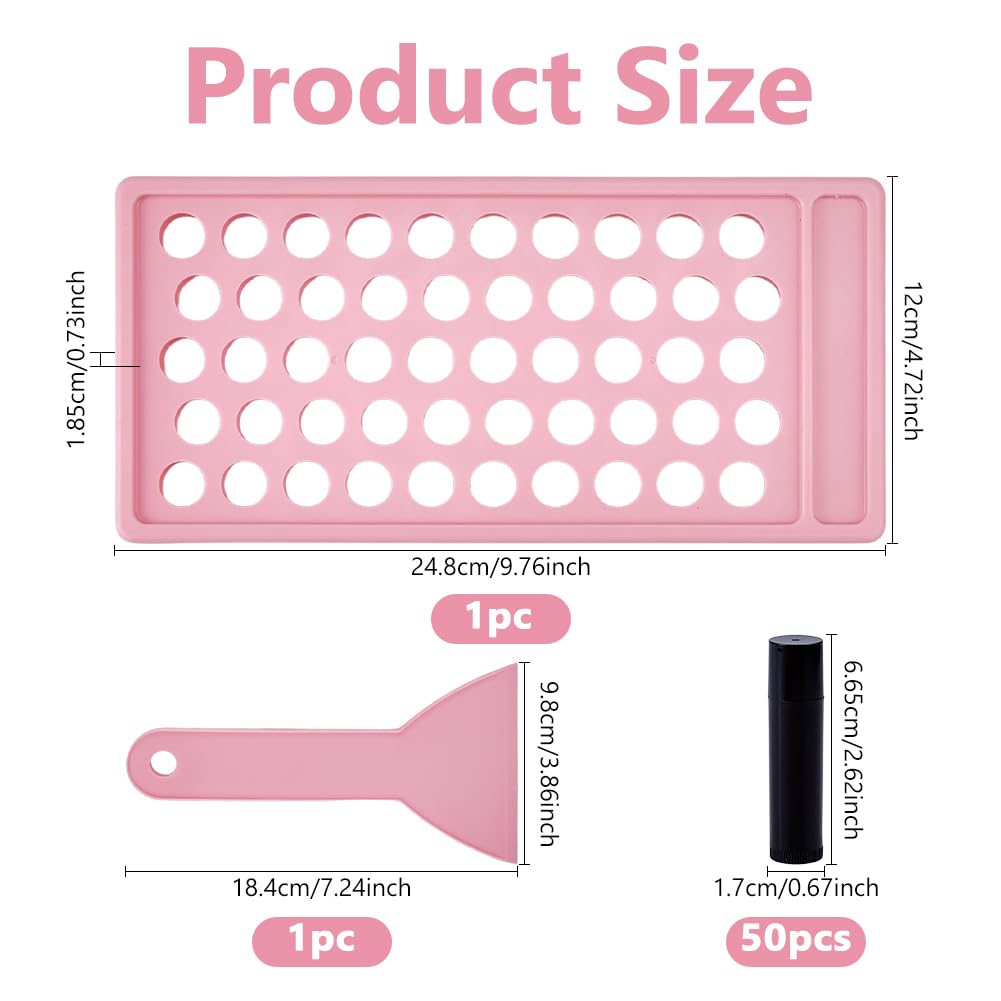 DICOSMETIC Lip Balm Tubes with Pink Filling Tray and Spatula Set Including 50Pcs 5G Black Empty Lip Balm Containers with Caps for DIY Homemade Beauty and Personal Care DICOSMETIC