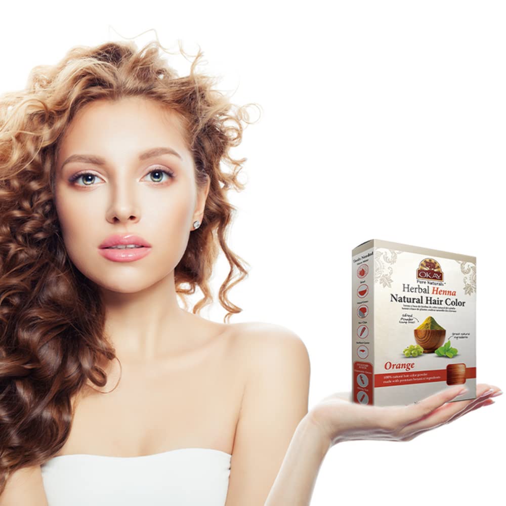 Okay Pure Naturals | Herbal Henna Hair Color Orange | All-Natural Dye | Free Of Harmful Chemicals | Vibrant Rich Color Pigment | Sifted Clump Free Beauty & Personal Care OKAY