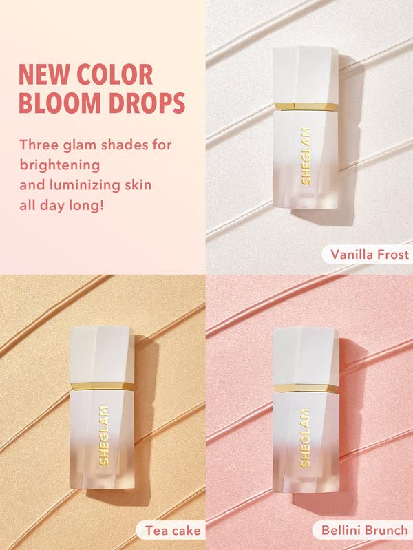 SHEGLAM Glow Bloom Liquid Waterproof Highlighter Long Lasting Cream Highlighter with Shimmer Dewy Finish - Vanilla Frost Beauty & Personal Care SHEGLAM