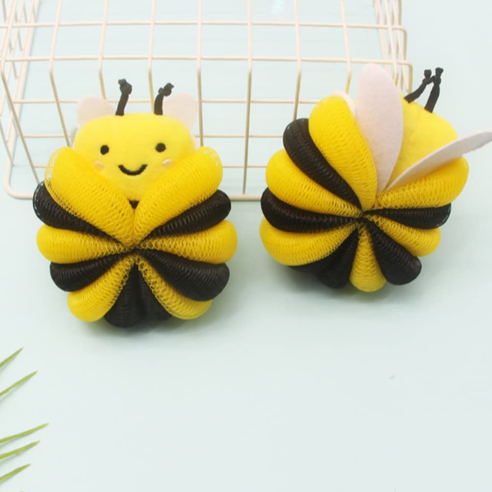 Beaupretty Little Bee Bathing Ball 2 Pack Kids Cartoon Shower Loofah Body Scrubber with Hanging Lanyard for Gentle Exfoliating and Quick Drying Beauty and Personal Care Beaupretty