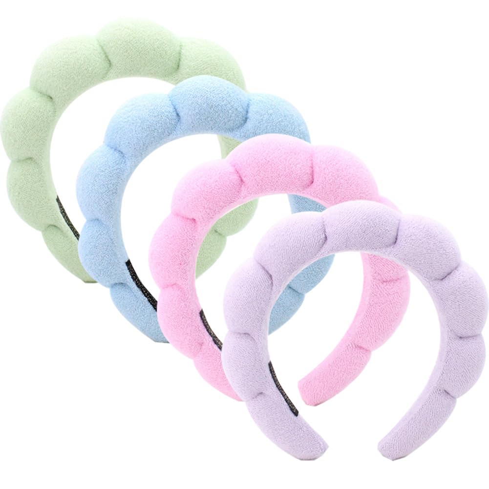 Blithetree Skincare Headband Spa Headbands for Washing Face, Soft Preppy Skin Care Face Wash Headbands for Women (4 Pack#C, one size)