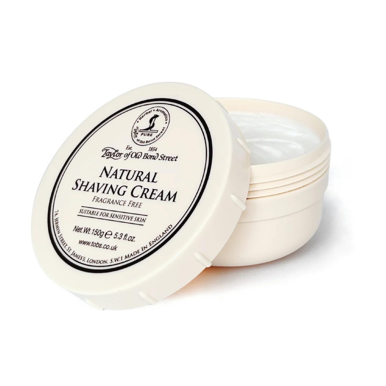 Taylor of Old Bond Street Natural Shaving Cream Bowl - suitable for sensitive skin - fragrance free - creates a rich lather for a smooth shave Beauty and Personal Care Taylor of Old Bond Street