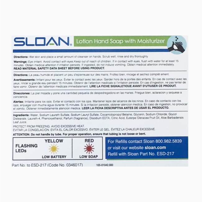 Sloan ESD-217 Lotion Hand Soap with Moisturizer, 27-Ounce Bottle - Contains Aloe Vera and Vitamin E, Enriched with Glycerin Moisturizer, 1000 Beauty & Personal Care Sloan