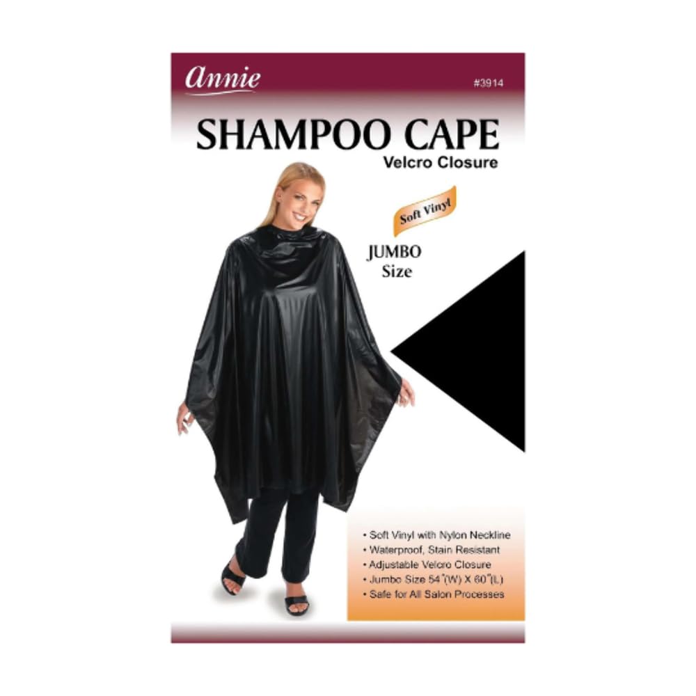 Annie Shampoo Cape 45" x 54" Black Beauty & Personal Care Annie