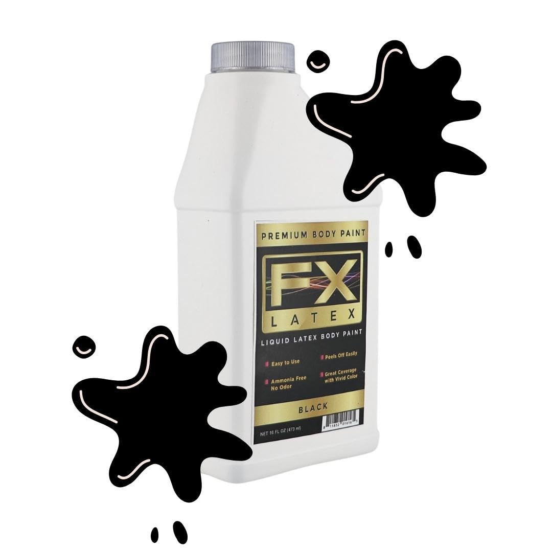 Liquid Latex - Face and Body Paint, Ammonia Free, Easy On and Off, Cosplay Makeup, Create Professional Monster, Zombie Arts 16 Oz (Black) Beauty & Personal Care Liquid Latex Fashions