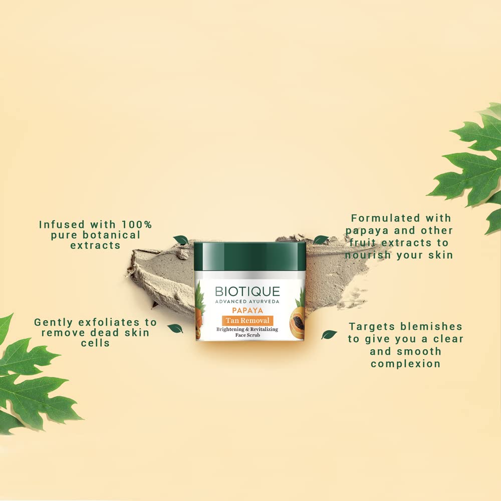 Biotique BIO PAPAYA Revitalizing Tan- Removal scrub 75gm/ 2.65 Fl.Oz Beauty & Personal Care Biotique