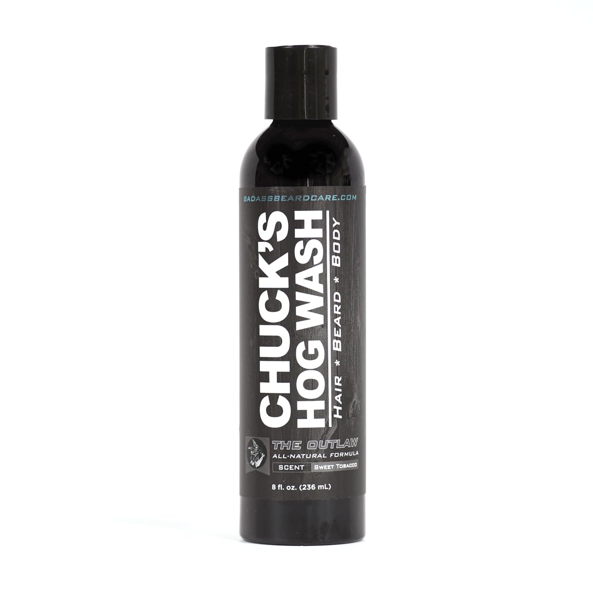 Chuck's Hog Wash - All Natural Beard and Body Wash - The Outlaw Scent, 8oz - Leaves Your Beard Softer Than its Ever Been and is Suitable for Daily Use Beauty & Personal Care Badass Beard Care