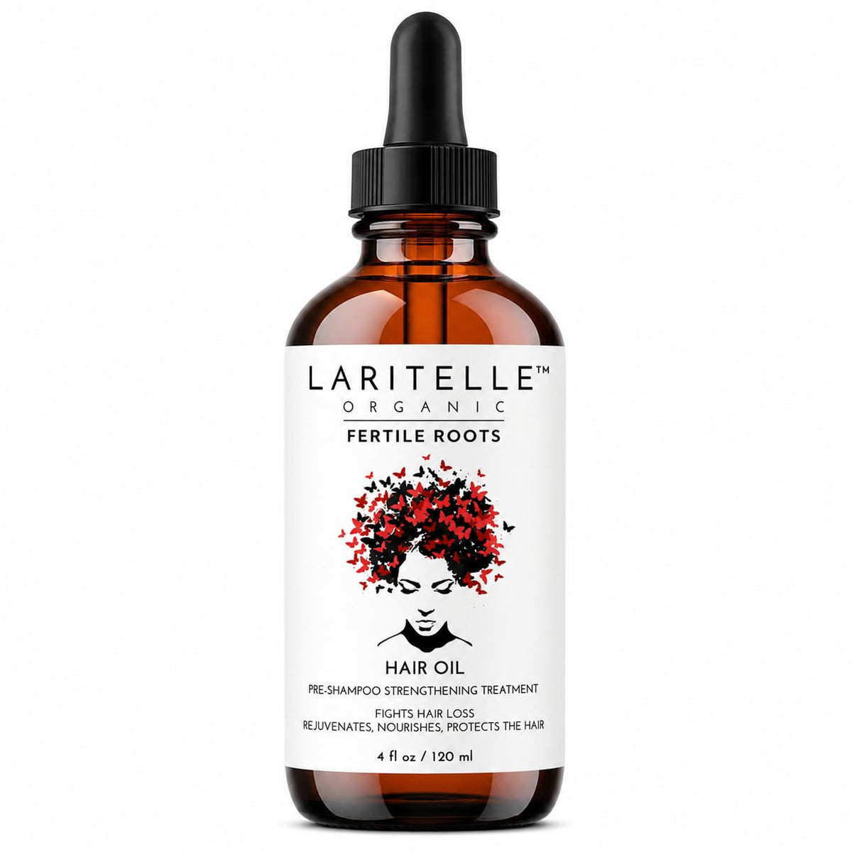 Laritelle Organic Scalp & Hair Treatment Oil - Fertile Roots - Jojoba, Argan, Bhringaraj, Gotu Kola & Clary Sage - Anti-Thinning, 4 oz