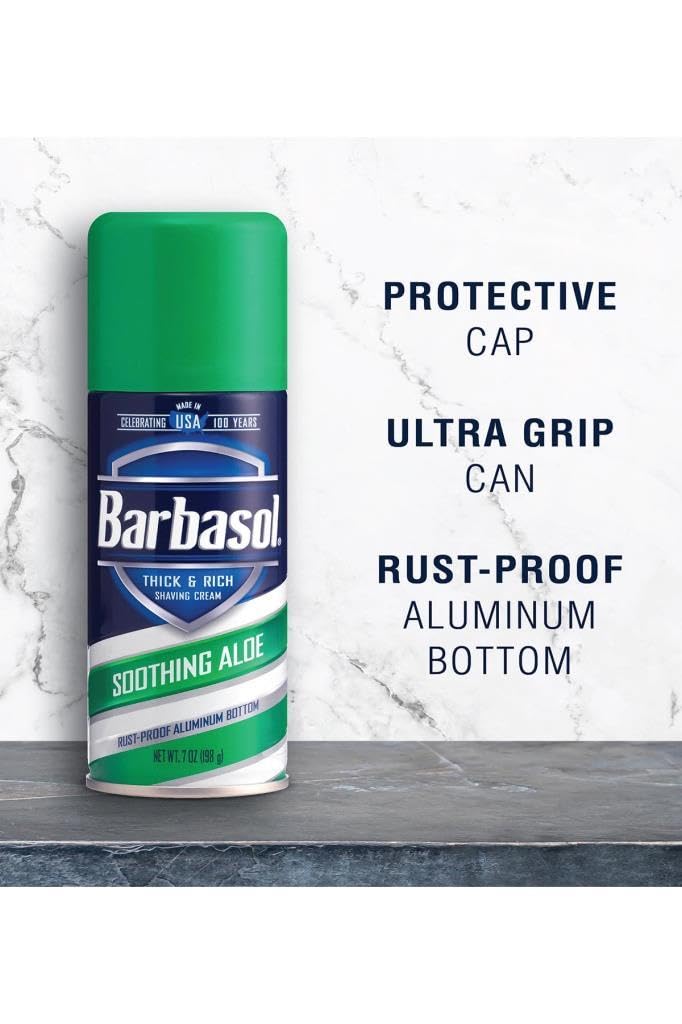 PERIO PROD Barbasol Soothing Aloe Thick & Rich Shave Cream, 7 Oz, Pack of 1 Beauty & Personal Care Barbasol