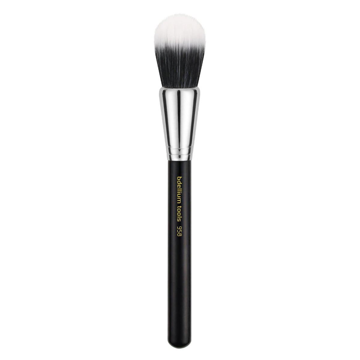 Bdellium Tools Professional Makeup Brush - Maestro Series 958 Duo Fiber Powder - With Soft Synthetic Fibers, For Blending Powder (Black, 1pc)