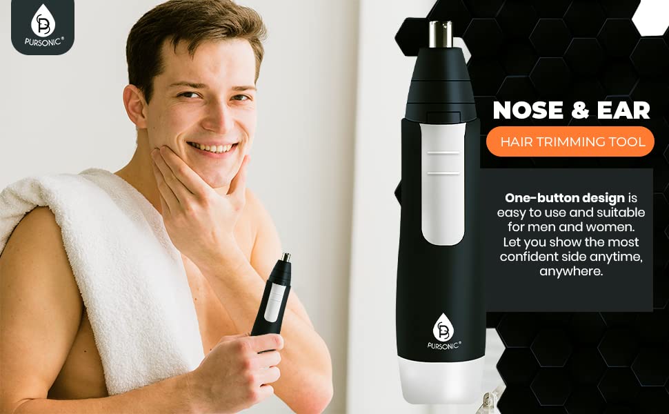 PURSONIC Precision Nose and Ear Hair Trimmer -Painless Eyebrow & Facial Hair Trimmer for Men & Women - Effortlessly Groom Unwanted Hair-Battery Beauty and Personal Care PURSONIC