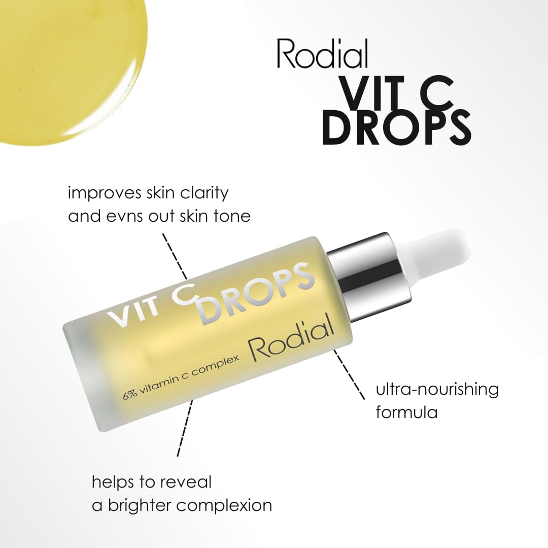 Rodial Vitamin C Booster Drops Serum 30ml - Vitamin C Face Serum for Brightening & Radiance, Lightweight Facial Serum to Even Skin Tone & Glow, Skin Beauty & Personal Care Rodial