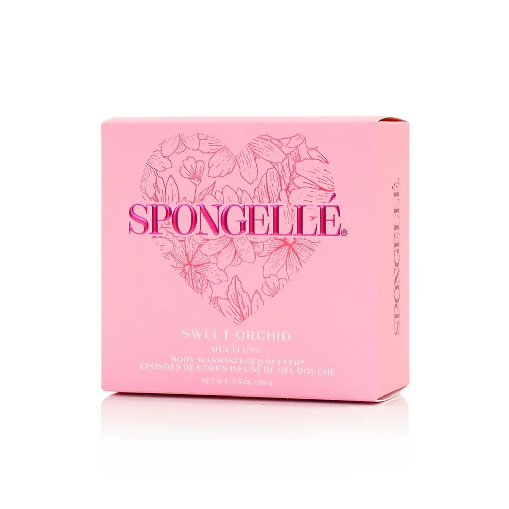 Spongellé Sweet Orchid Heart Bath Sponge - Built-in Body Wash & Body Scrubber, Shower Loofah Sponge for Women - 20+ uses Beauty and Personal Care SPONGELLÉ