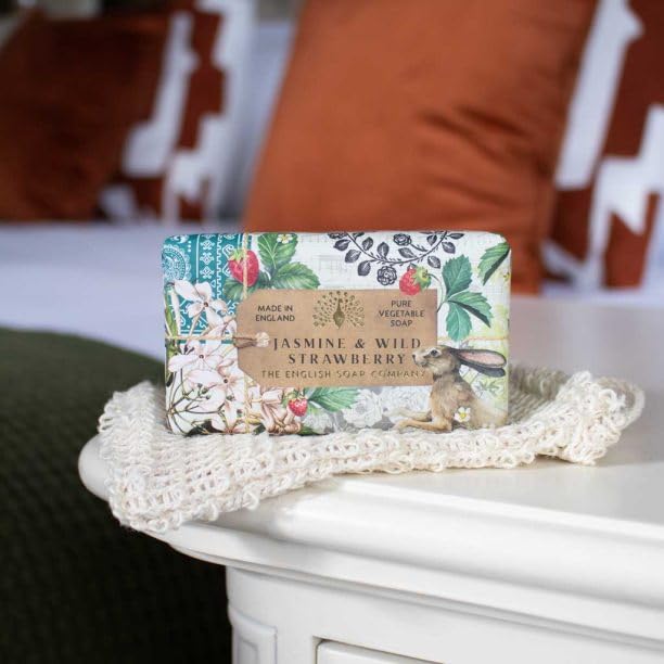 The English Soap Company Anniversary Edition Jasmine and Wild Strawberry Luxury Bar Soap Beauty & Personal Care The English Soap Company