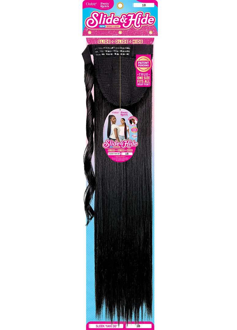 Outre Pretty Quick Hair Extensions - Slide & Hide Wrap Ponytail - Sleek Yaki 30" (DARK BROWN 2)