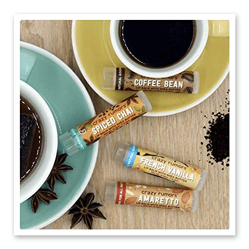 Crazy Rumors Barista Mix Lip Balm 4-Pack Mix (Amaretto, French Vanilla, Coffee Bean & Spiced Chai) 100% Natural, Vegan, Plant-Based, Made in USA Beauty and Personal Care Crazy Rumors