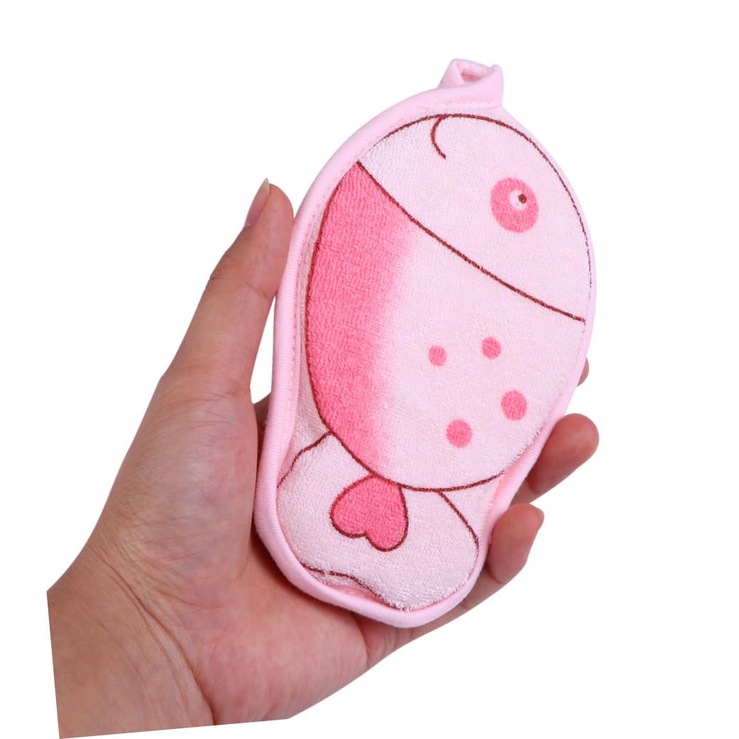 HAPINARY 3Pcs Bath Sponge Cartoon Fish Design Soft Breathable Shower Scrubber for Newborns Boy Girl Skin-Friendly Polyester Cotton Material Beauty and Personal Care HAPINARY