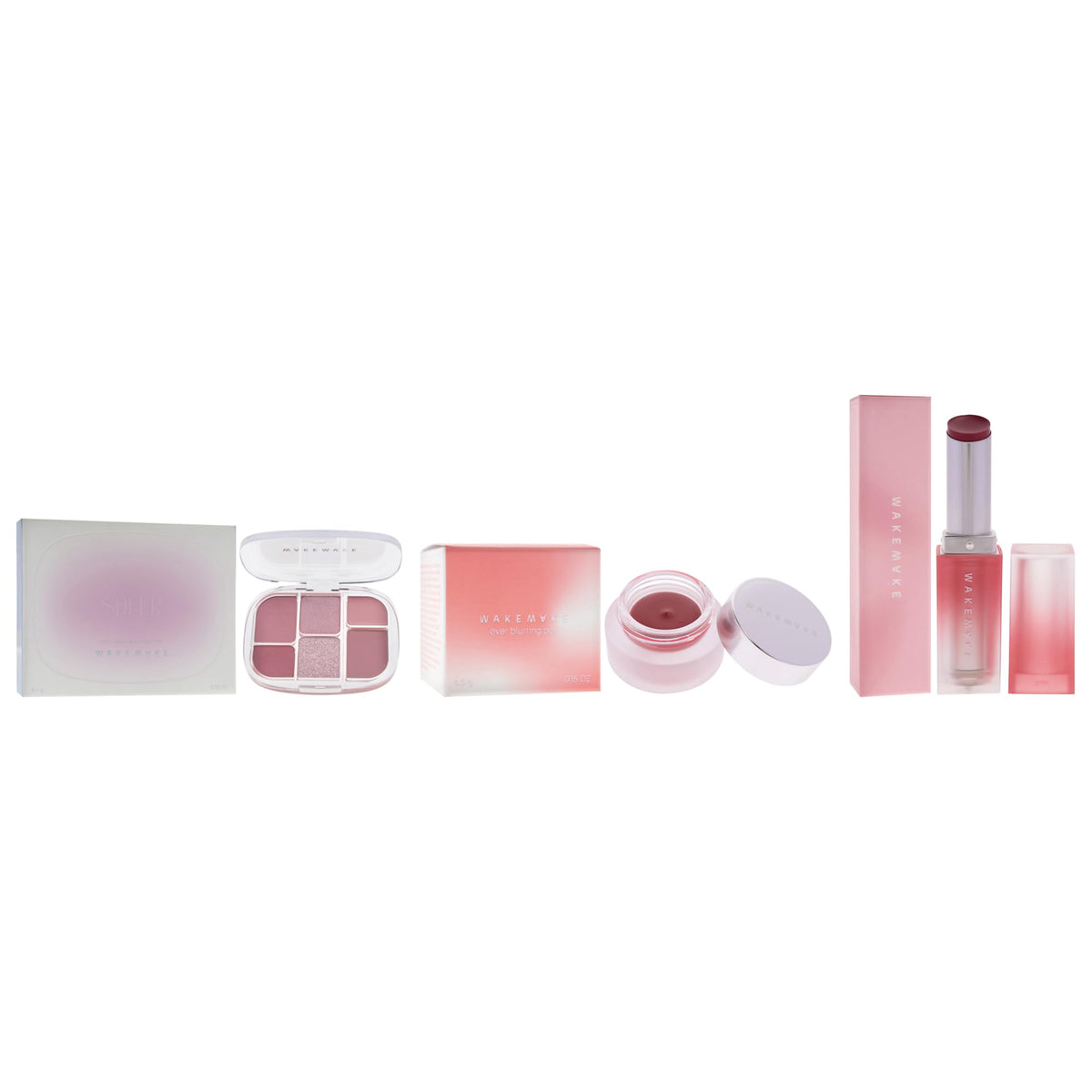 Wakemake Kit by Wakemake for Women - 3 Pc Kit 0.22oz Makeup - 03 Lavander Pleasure, 0.15oz Makeup - 05 India Rose, 0.12oz Lipstick - 07 Somewhere